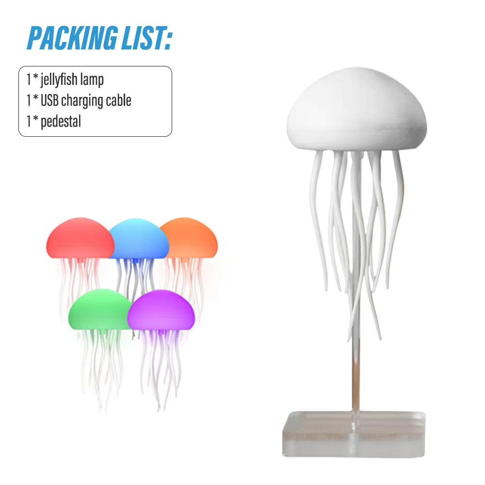 Jellyfish Cartoon Nihgt Light RGB Voice Control Jellyfish Bedside Lamp Type-C LED Night Lamp Upgraded Bluetooth Humidifier Model