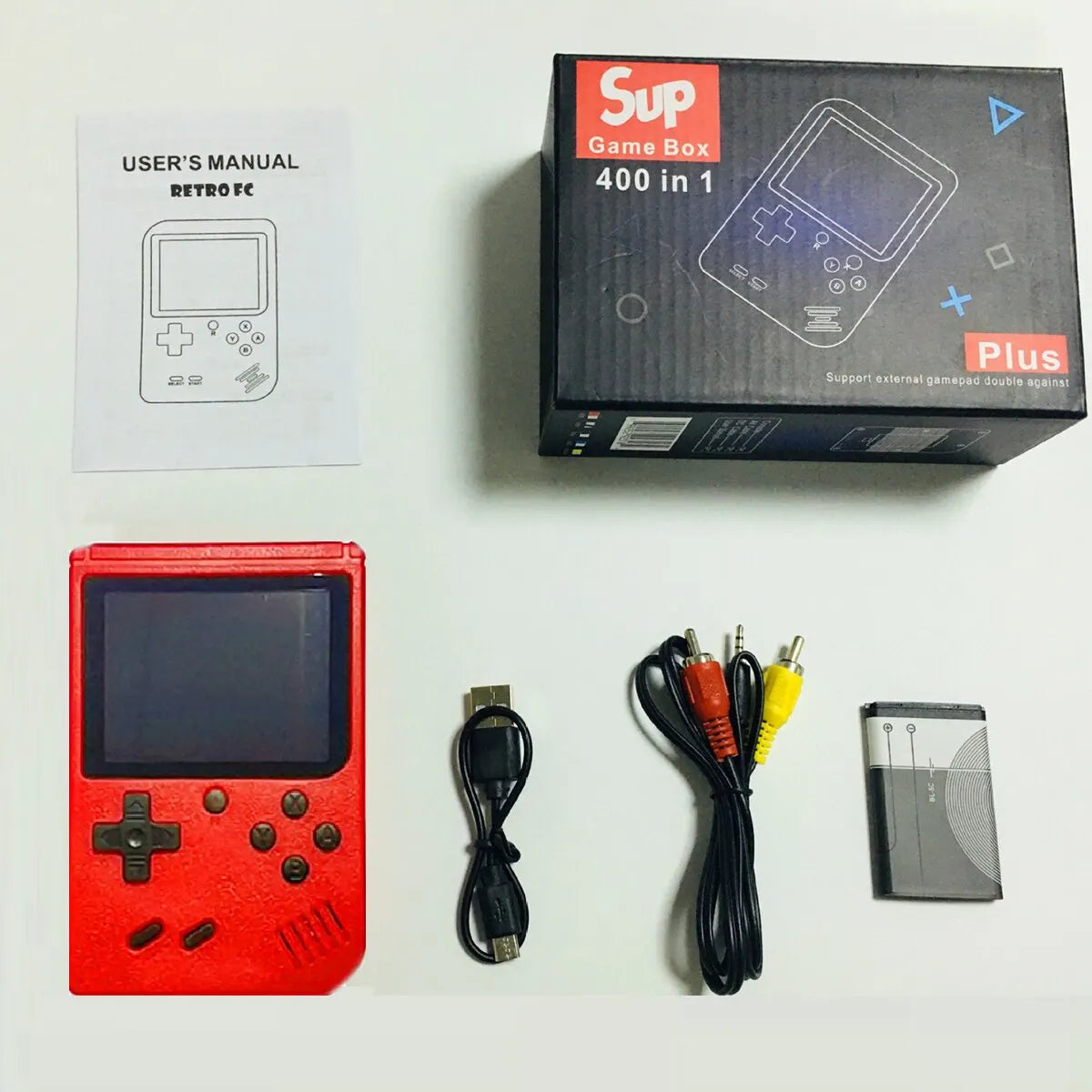 A Red Retro Classic Games Children'S Handheld Small Game Console with Hundreds of Game Charging Can Be Connected to the TV