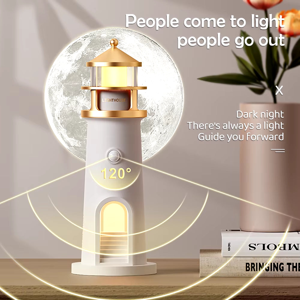 Bluetooth Music Night Lights Moon Projection Lighthouse Dimmable Motion Sensor Atmosphere Lights Sleeping Lamp for Holiday Gifts