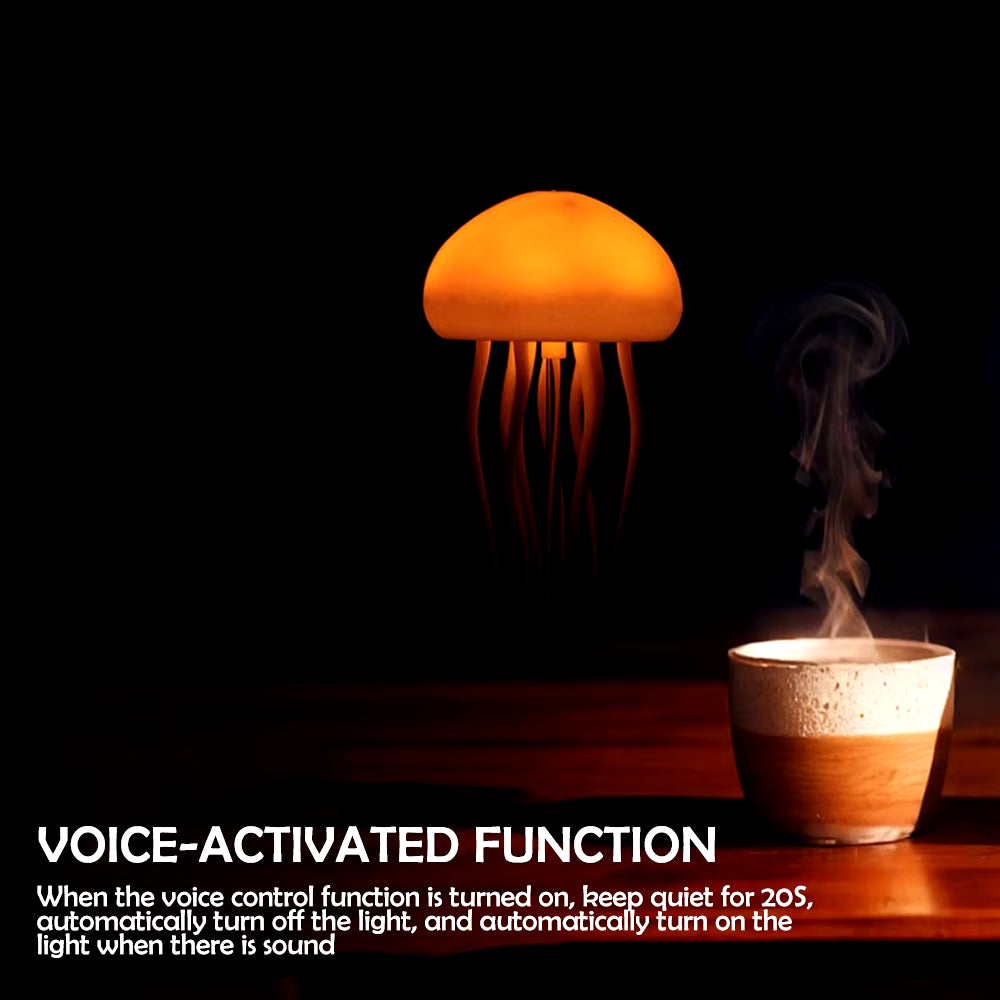 Jellyfish Cartoon Nihgt Light RGB Voice Control Jellyfish Bedside Lamp Type-C LED Night Lamp Upgraded Bluetooth Humidifier Model